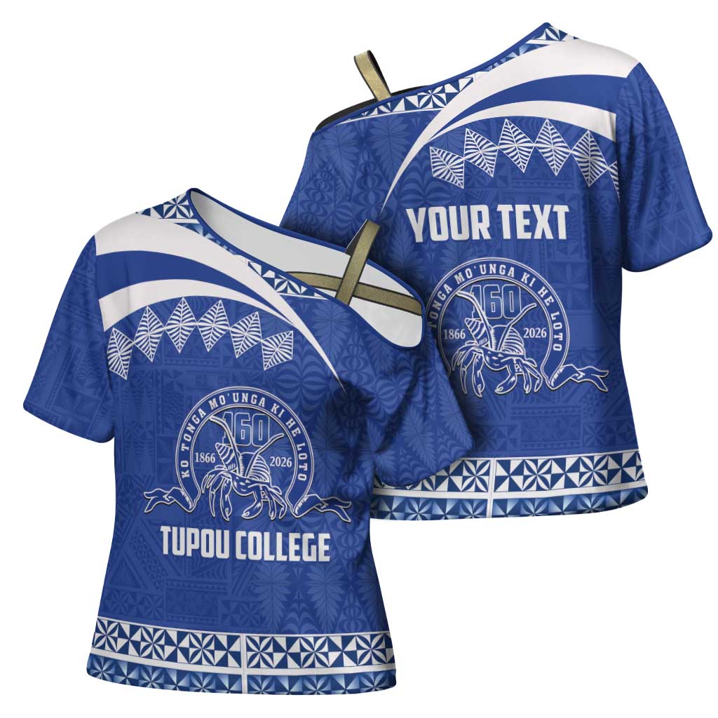 Personalised Tonga Tupou College Toloa Cross Shoulder Shirt 160 Years Anniversary Tongan Ngatu Pattern LT14 - Polynesian Pride
