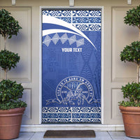Personalised Tonga Tupou College Toloa Door Cover 160 Years Anniversary Tongan Ngatu Pattern LT14 Blue - Polynesian Pride