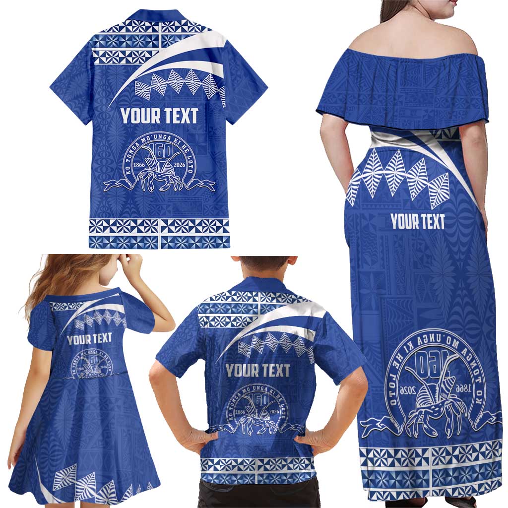 Personalised Tonga Tupou College Toloa Family Matching Off Shoulder Maxi Dress and Hawaiian Shirt 160 Years Anniversary Tongan Ngatu Pattern