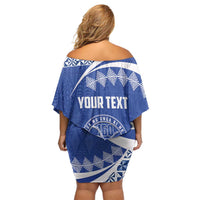 Personalised Tonga Tupou College Toloa Family Matching Off Shoulder Short Dress and Hawaiian Shirt 160 Years Anniversary Tongan Ngatu Pattern