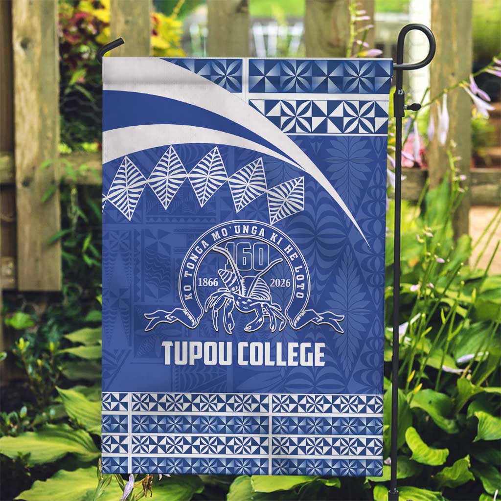 Tonga Tupou College Toloa Garden Flag 160 Years Anniversary Tongan Ngatu Pattern LT14 Garden Flag Blue - Polynesian Pride
