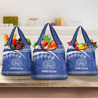 Tonga Tupou College Toloa Grocery Bag 160 Years Anniversary Tongan Ngatu Pattern LT14 3-pack One Size Blue - Polynesian Pride