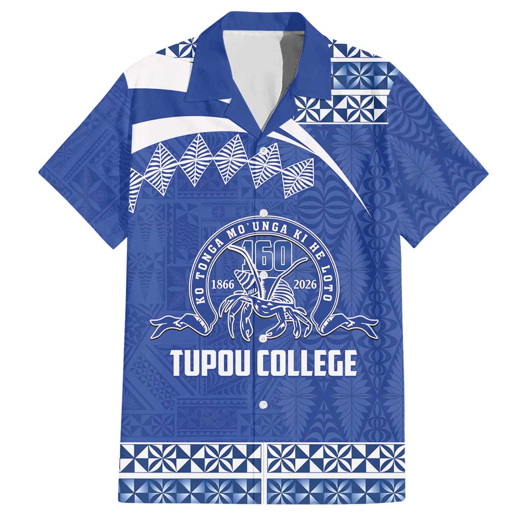 Personalised Tonga Tupou College Toloa Hawaiian Shirt 160 Years Anniversary Tongan Ngatu Pattern LT14 Blue - Polynesian Pride