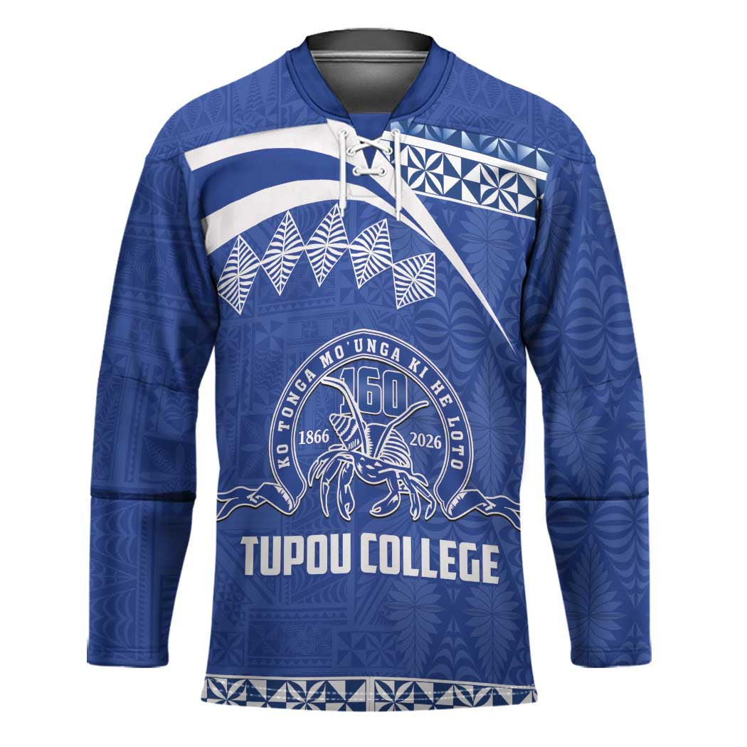 Personalised Tonga Tupou College Toloa Hockey Jersey 160 Years Anniversary Tongan Ngatu Pattern LT14 Unisex Blue - Polynesian Pride
