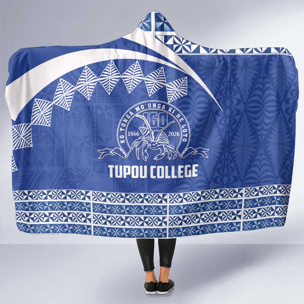 Tonga Tupou College Toloa Hooded Blanket 160 Years Anniversary Tongan Ngatu Pattern LT14 One Size Blue - Polynesian Pride