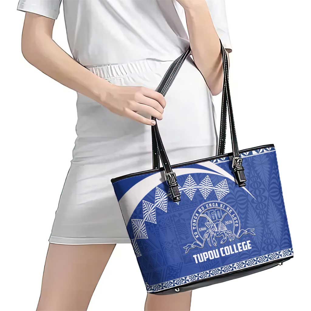 Tonga Tupou College Toloa Leather Tote Bag 160 Years Anniversary Tongan Ngatu Pattern LT14 - Polynesian Pride
