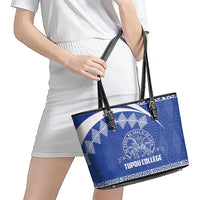 Tonga Tupou College Toloa Leather Tote Bag 160 Years Anniversary Tongan Ngatu Pattern LT14 - Polynesian Pride