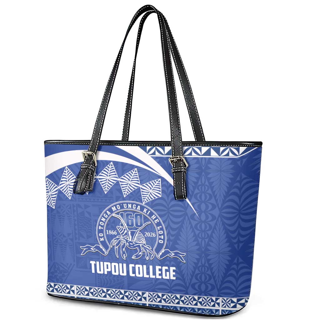 Tonga Tupou College Toloa Leather Tote Bag 160 Years Anniversary Tongan Ngatu Pattern LT14 - Polynesian Pride
