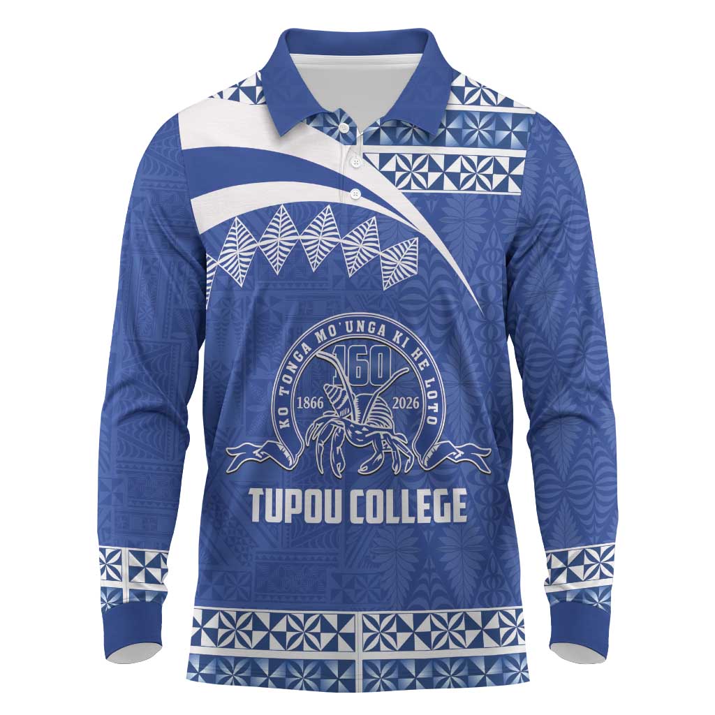 Personalised Tonga Tupou College Toloa Long Sleeve Polo Shirt 160 Years Anniversary Tongan Ngatu Pattern