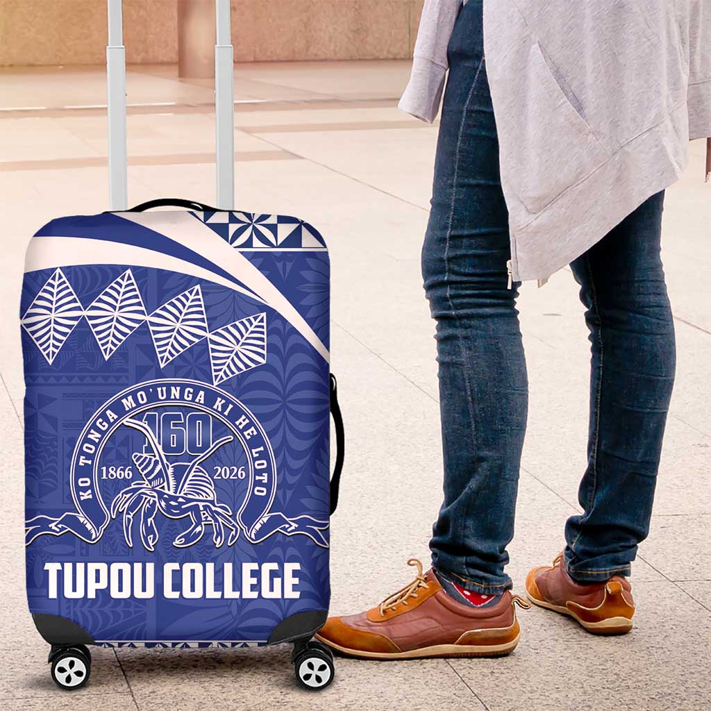 Tonga Tupou College Toloa Luggage Cover 160 Years Anniversary Tongan Ngatu Pattern LT14 Blue - Polynesian Pride