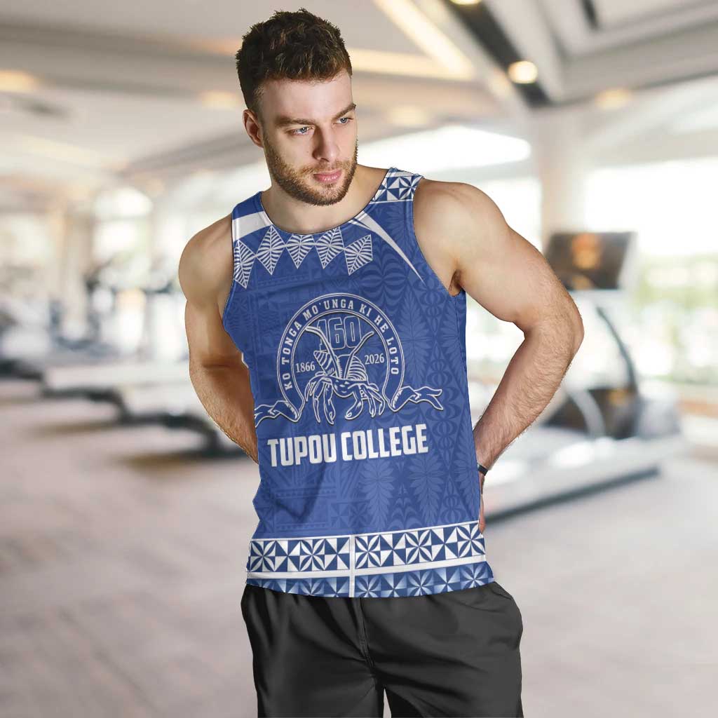 Personalised Tonga Tupou College Toloa Men Tank Top 160 Years Anniversary Tongan Ngatu Pattern LT14 Blue - Polynesian Pride