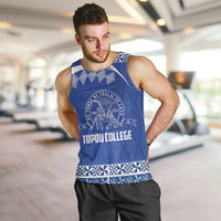 Personalised Tonga Tupou College Toloa Men Tank Top 160 Years Anniversary Tongan Ngatu Pattern LT14 Blue - Polynesian Pride