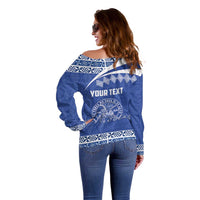 Personalised Tonga Tupou College Toloa Off Shoulder Sweater 160 Years Anniversary Tongan Ngatu Pattern LT14 - Polynesian Pride