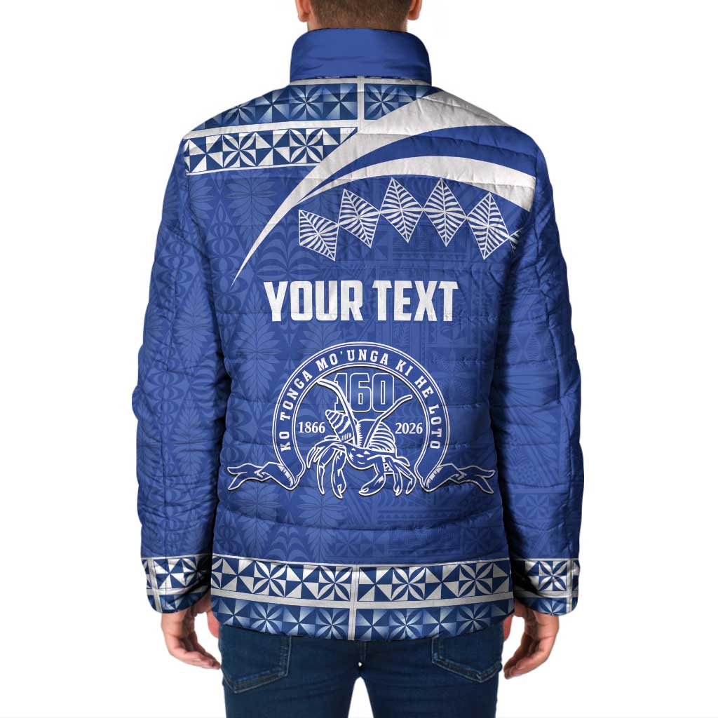 Personalised Tonga Tupou College Toloa Padded Jacket 160 Years Anniversary Tongan Ngatu Pattern LT14 - Polynesian Pride
