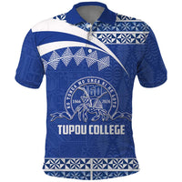 Personalised Tonga Tupou College Toloa Polo Shirt 160 Years Anniversary Tongan Ngatu Pattern LT14 Blue - Polynesian Pride