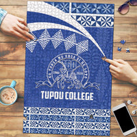 Tonga Tupou College Toloa Puzzle 160 Years Anniversary Tongan Ngatu Pattern LT14 Blue - Polynesian Pride