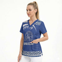 Personalised Tonga Tupou College Toloa Scrub Top 160 Years Anniversary Tongan Ngatu Pattern LT14 - Polynesian Pride