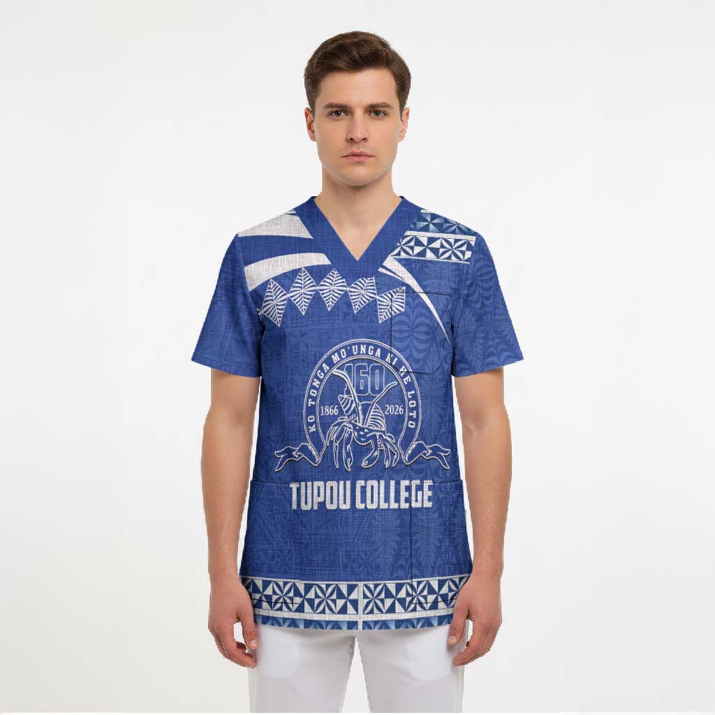 Personalised Tonga Tupou College Toloa Scrub Top 160 Years Anniversary Tongan Ngatu Pattern LT14 - Polynesian Pride