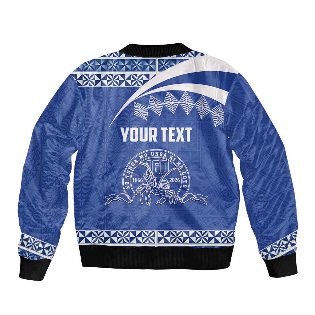 Personalised Tonga Tupou College Toloa Sleeve Zip Bomber Jacket 160 Years Anniversary Tongan Ngatu Pattern LT14 - Polynesian Pride