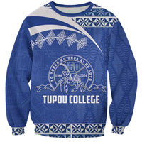Personalised Tonga Tupou College Toloa Sweatshirt 160 Years Anniversary Tongan Ngatu Pattern LT14 Unisex Blue - Polynesian Pride