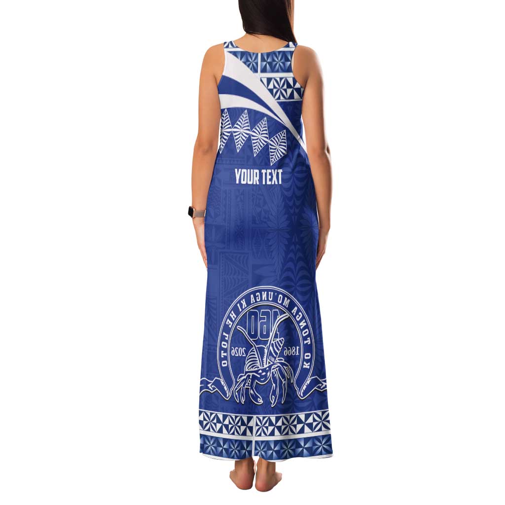 Personalised Tonga Tupou College Toloa Tank Maxi Dress 160 Years Anniversary Tongan Ngatu Pattern LT14 - Polynesian Pride
