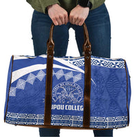 Tonga Tupou College Toloa Travel Bag 160 Years Anniversary Tongan Ngatu Pattern LT14 Blue - Polynesian Pride