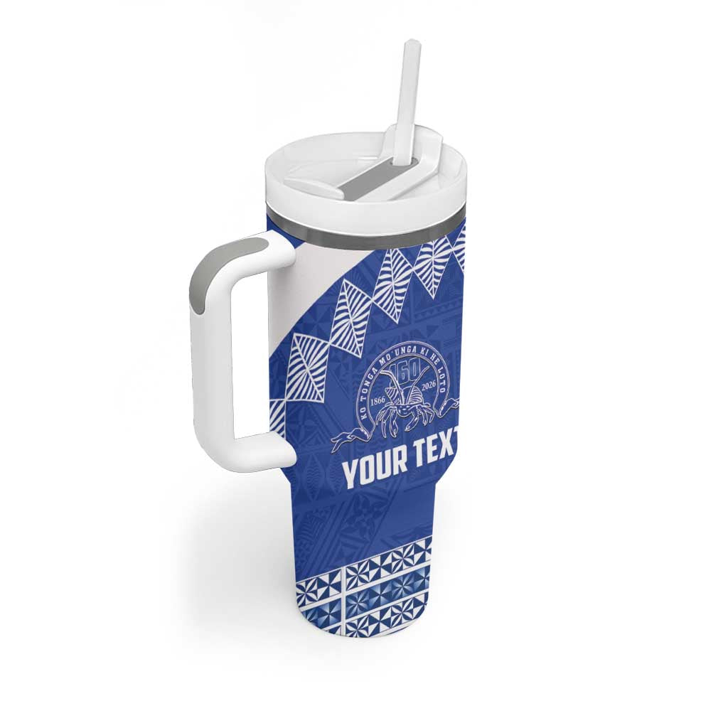 Personalised Tonga Tupou College Toloa Tumbler With Handle 160 Years Anniversary Tongan Ngatu Pattern LT14 - Polynesian Pride