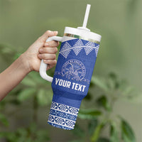 Personalised Tonga Tupou College Toloa Tumbler With Handle 160 Years Anniversary Tongan Ngatu Pattern LT14 - Polynesian Pride