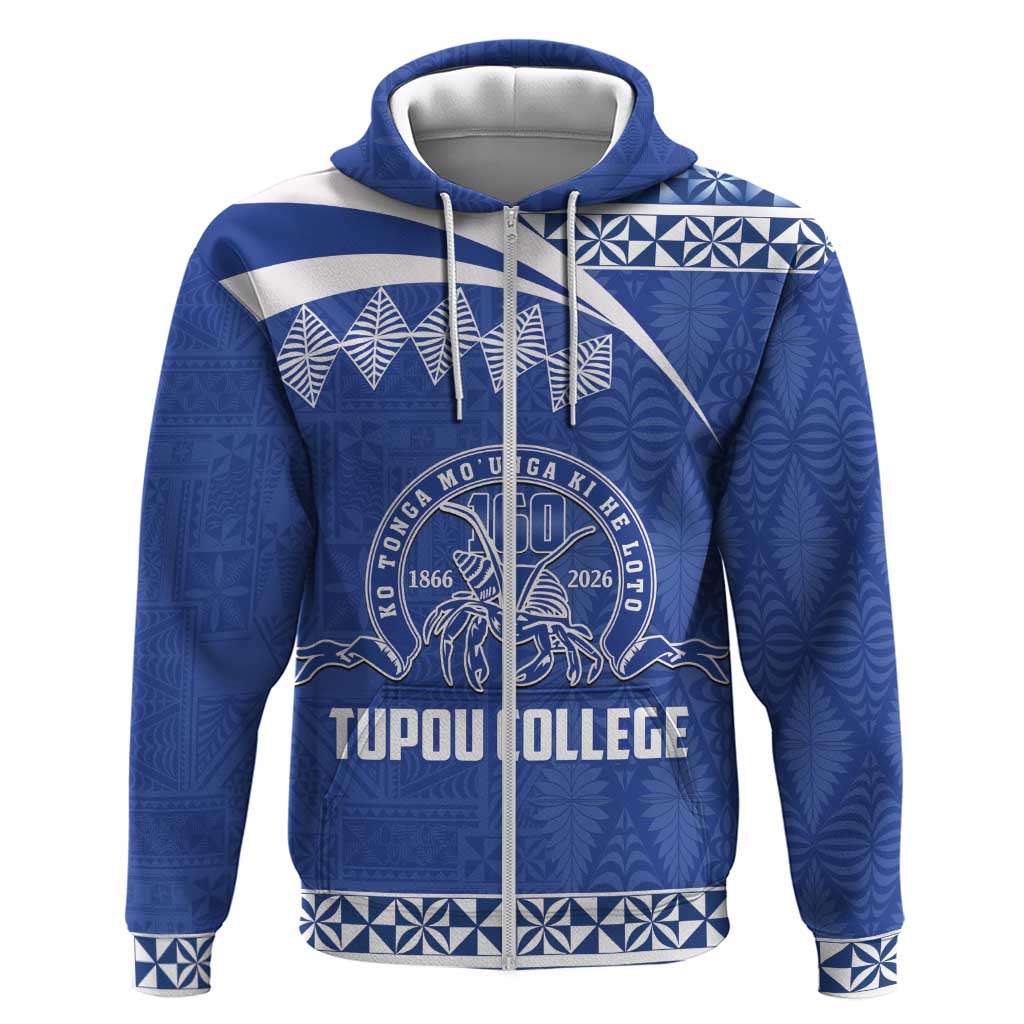 Personalised Tonga Tupou College Toloa Zip Hoodie 160 Years Anniversary Tongan Ngatu Pattern