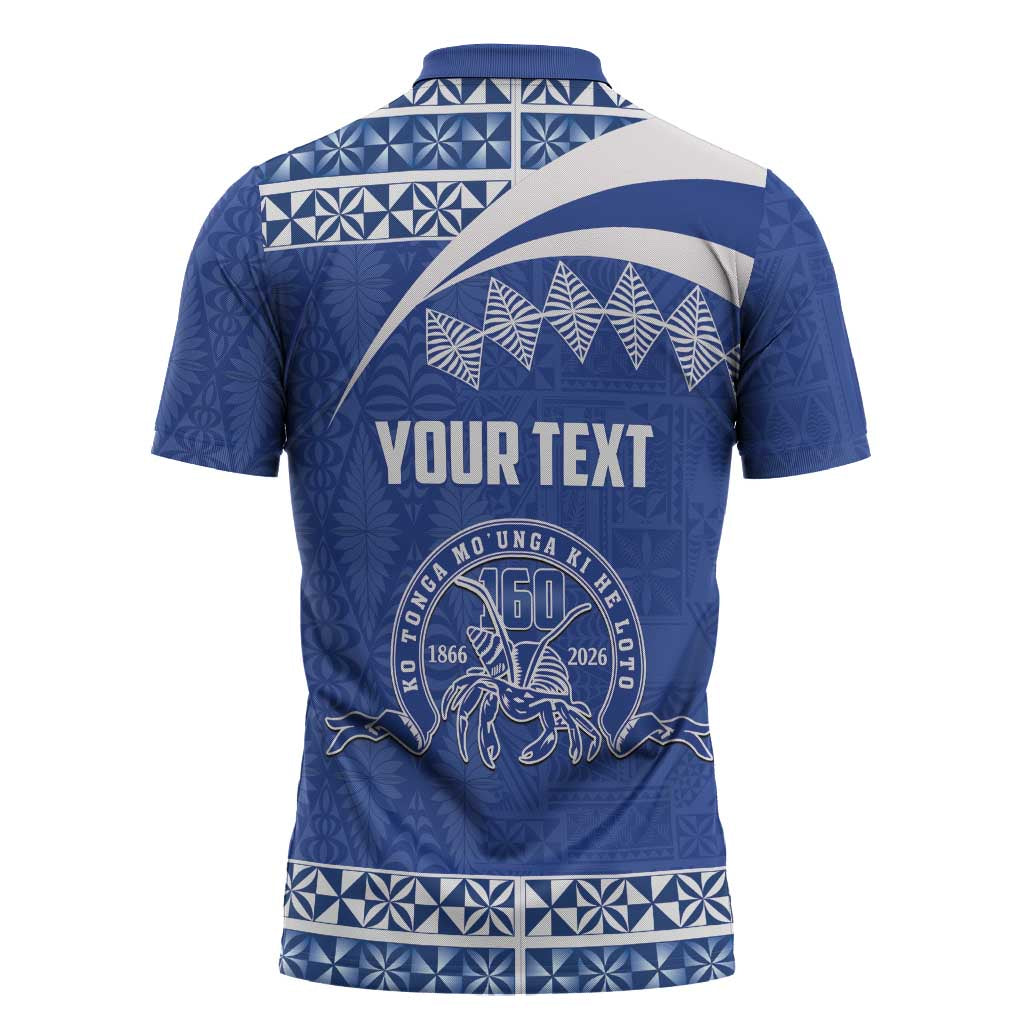 Personalised Tonga Tupou College Toloa Zipper Polo Shirt 160 Years Anniversary Tongan Ngatu Pattern