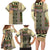 Beige Aotearoa Kowhaiwhai Pattern Family Matching Long Sleeve Bodycon Dress and Hawaiian Shirt NZ Maori Quilt Style