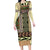 Beige Aotearoa Kowhaiwhai Pattern Family Matching Long Sleeve Bodycon Dress and Hawaiian Shirt NZ Maori Quilt Style