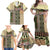 Beige Aotearoa Kowhaiwhai Pattern Family Matching Off Shoulder Maxi Dress and Hawaiian Shirt NZ Maori Quilt Style