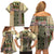 Beige Aotearoa Kowhaiwhai Pattern Family Matching Off Shoulder Short Dress and Hawaiian Shirt NZ Maori Quilt Style