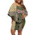 Beige Aotearoa Kowhaiwhai Pattern Family Matching Off Shoulder Short Dress and Hawaiian Shirt NZ Maori Quilt Style