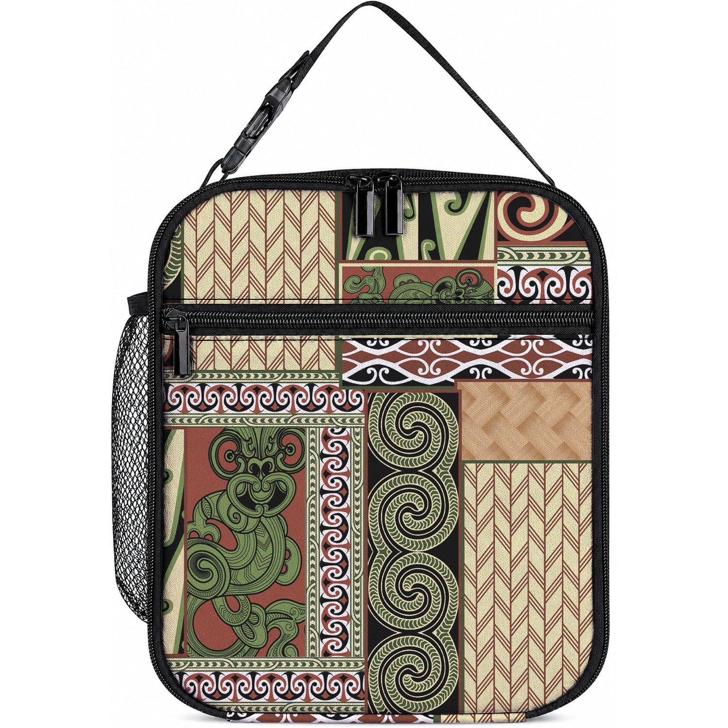 Beige Aotearoa Kowhaiwhai Pattern Lunch Bag NZ Maori Quilt Style LT14 10.2 × 8.3 × 4.3 inch Beige - Polynesian Pride