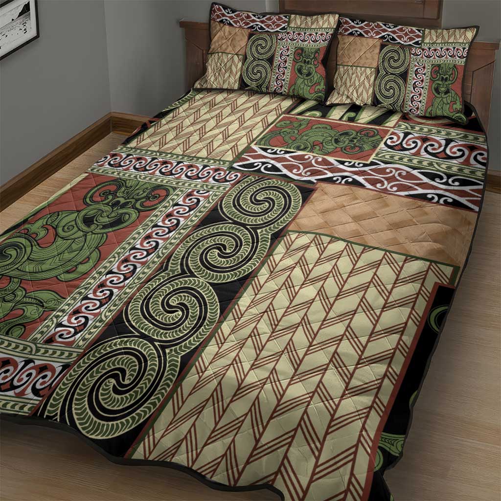 Beige Aotearoa Kowhaiwhai Pattern Quilt Bed Set NZ Maori Quilt Style LT14 - Polynesian Pride