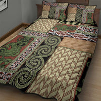 Beige Aotearoa Kowhaiwhai Pattern Quilt Bed Set NZ Maori Quilt Style LT14 - Polynesian Pride