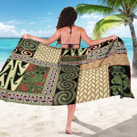 Beige Aotearoa Kowhaiwhai Pattern Sarong NZ Maori Quilt Style