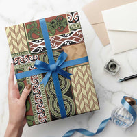 Beige Aotearoa Kowhaiwhai Pattern Wrapping Paper NZ Maori Quilt Style - Polynesian Pride