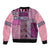 Pink Aotearoa Kowhaiwhai Pattern Bomber Jacket NZ Maori Quilt Style