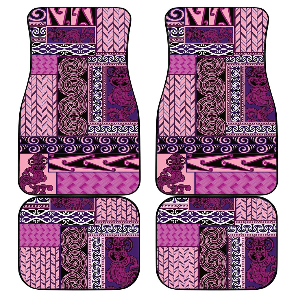 Pink Aotearoa Kowhaiwhai Pattern Car Mats NZ Maori Quilt Style