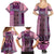 Pink Aotearoa Kowhaiwhai Pattern Family Matching Summer Maxi Dress and Hawaiian Shirt NZ Maori Quilt Style