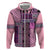 Pink Aotearoa Kowhaiwhai Pattern Hoodie NZ Maori Quilt Style