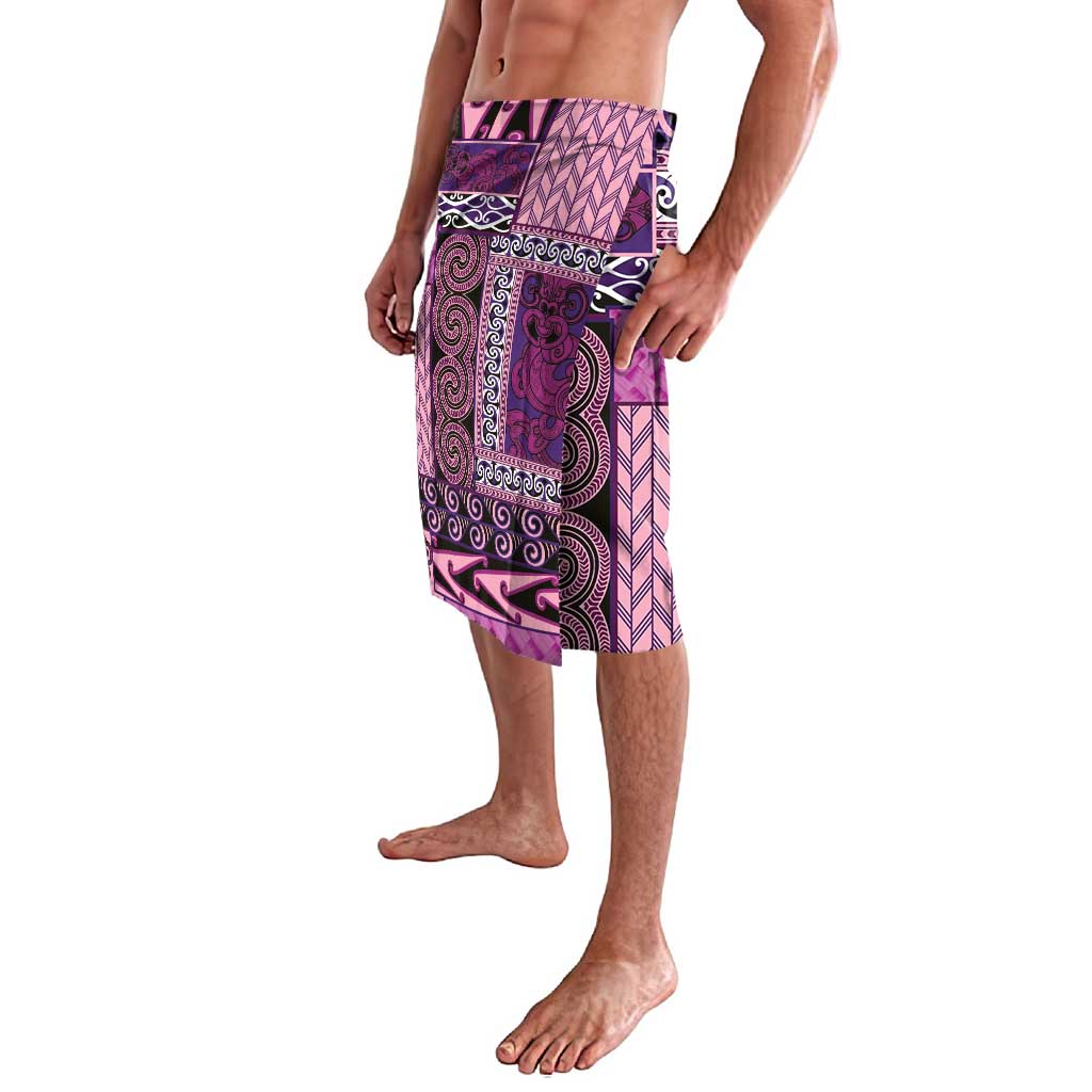 Pink Aotearoa Kowhaiwhai Pattern Lavalava NZ Maori Quilt Style