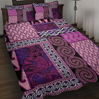 Pink Aotearoa Kowhaiwhai Pattern Quilt Bed Set NZ Maori Quilt Style LT14 Pink - Polynesian Pride