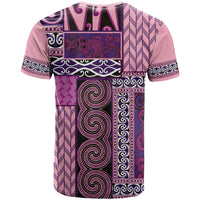 Pink Aotearoa Kowhaiwhai Pattern T Shirt NZ Maori Quilt Style