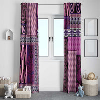 Pink Aotearoa Kowhaiwhai Pattern Window Curtain NZ Maori Quilt Style