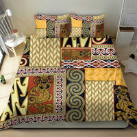 Yellow Aotearoa Kowhaiwhai Pattern Bedding Set NZ Maori Quilt Style