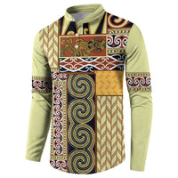 Yellow Aotearoa Kowhaiwhai Pattern Button Sweatshirt NZ Maori Quilt Style